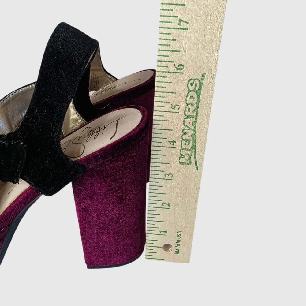 Libby Edelman Whimsigoth Velvet Platform Sandals 7.5M Marsha Burgundy Black